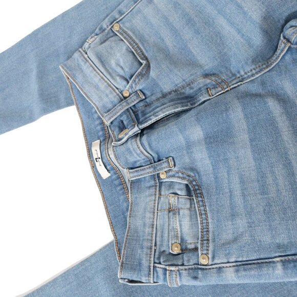 7 For All Mankind Roxanne Ankle W 25 L 26 Straight Light Blue Jeans Raw Hem - Picture 4 of 11